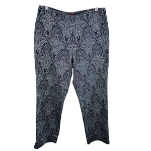 Oscar de la Renta Women's Size 6 Black Blue Paisley Brocade Cropped Pants